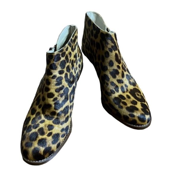 1.STATE Brown Rosita Leather Leopard Boots Booties Women's Calf Hair 6 EUC - Picture 2 of 9